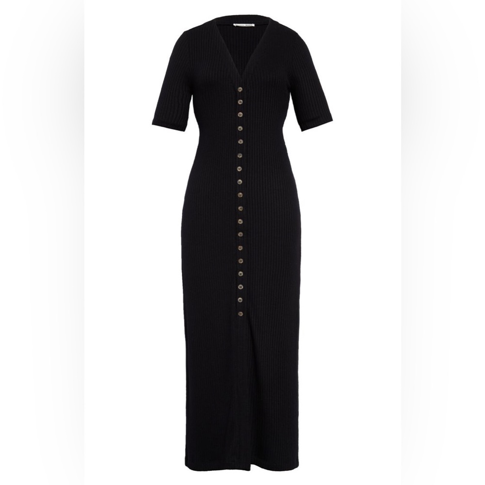 Reformation Neada Black Knit Midi Dress